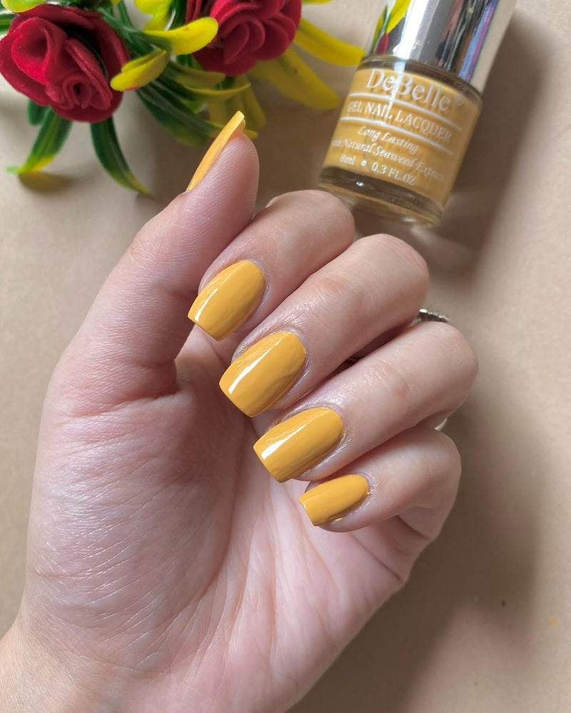 DeBelle Gel Nail Lacquers Combo of 3 Fuschia Rose , Coco Bean and Yellow Topaz - 8 ml each