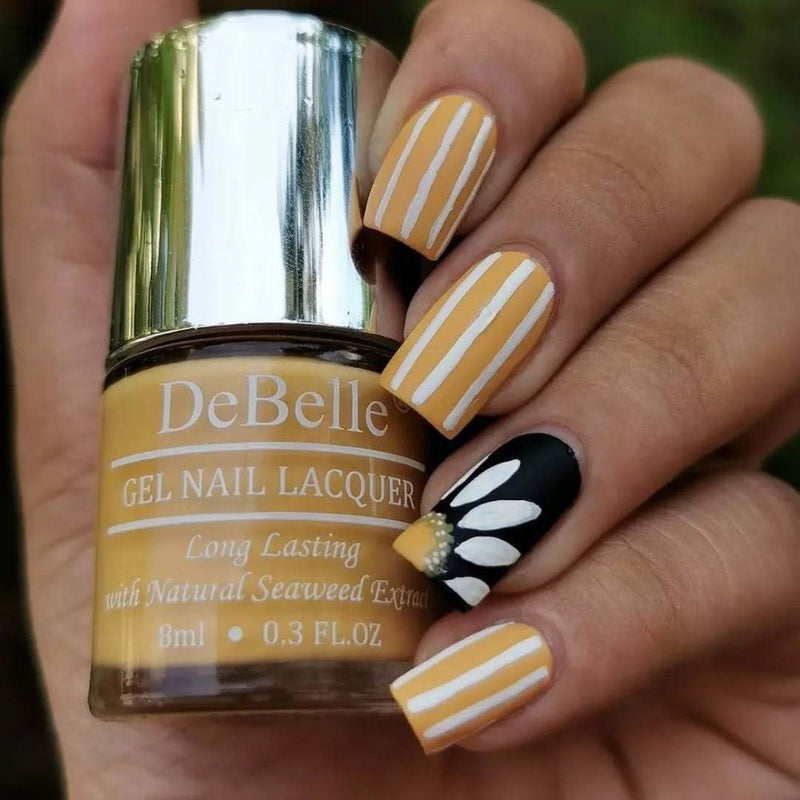 DeBelle Gel Nail Lacquers Combo of 3 Fuschia Rose , Coco Bean and Yellow Topaz - 8 ml each