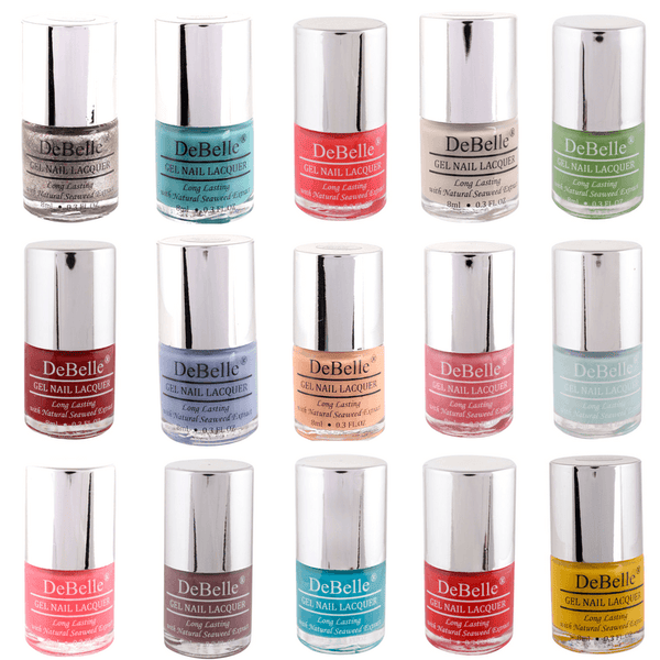 DeBelle gel nail color Combo of 15 shades. Available at DeBelle Cosmetix online store.