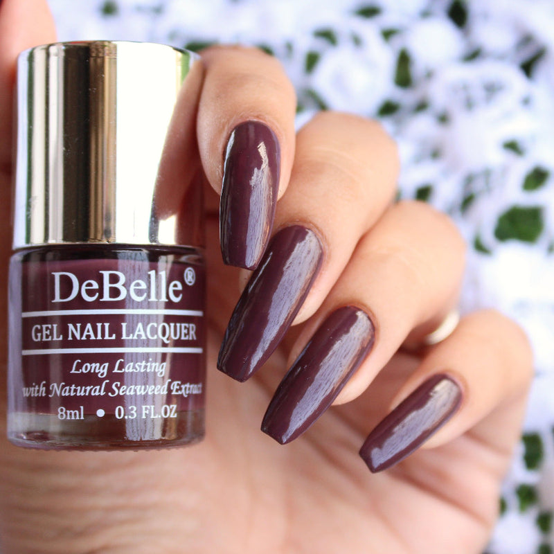 DeBelle Gel Nail Lacquers Combo of 3 Peony Blossom (Light Nude), Victorian Beige (Beige) & Plum Toffee (Burgundy) , 24 ml - DeBelle Cosmetix Online Store