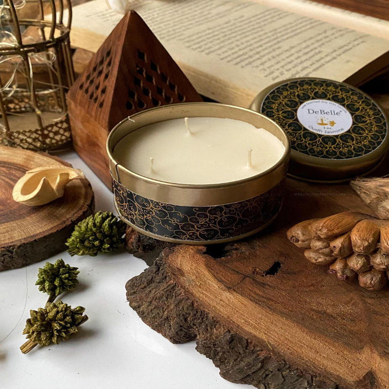 DeBelle Luxe Scented Soy Wax Candle Oudh Jasmine - DeBelle Cosmetix Online Store