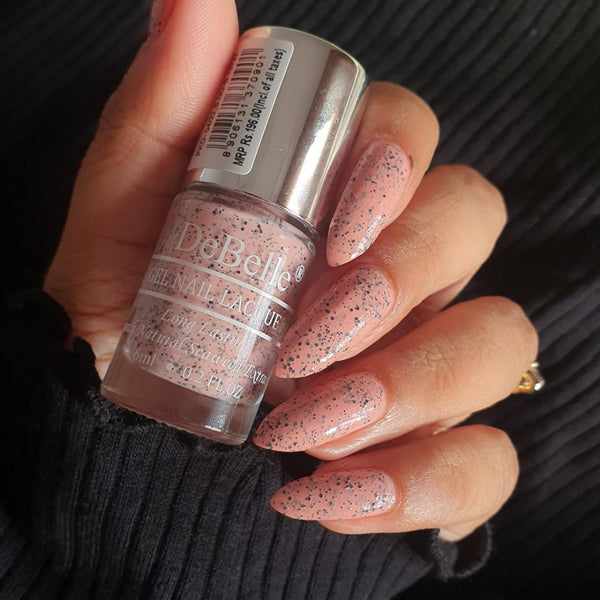 A shade for all seasons, that  is DeBelle gel nail color Inspiring Ira . Buy this  light mauve with a tinge of peach shade at DeBelle Cosmetix online store. 