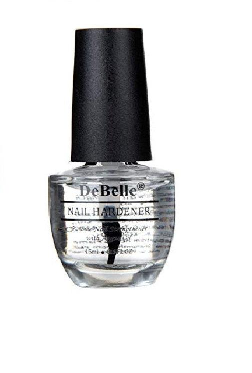 Debelle Nail Hardener bottle placed on the surface with a white background.