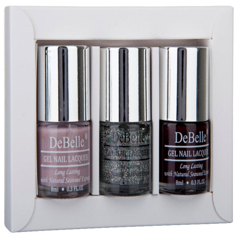 DeBelle Mademoiselle Collection Gift Set Vintage Frost, Shimmer Top Coat, Glamorous Garnet - DeBelle Cosmetix Online Store