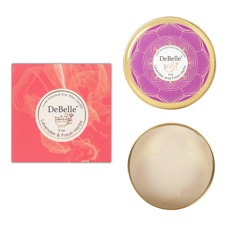 DeBelle Luxe Scented Soy Wax Candle Lavender & Fresh Herbs - DeBelle Cosmetix Online Store