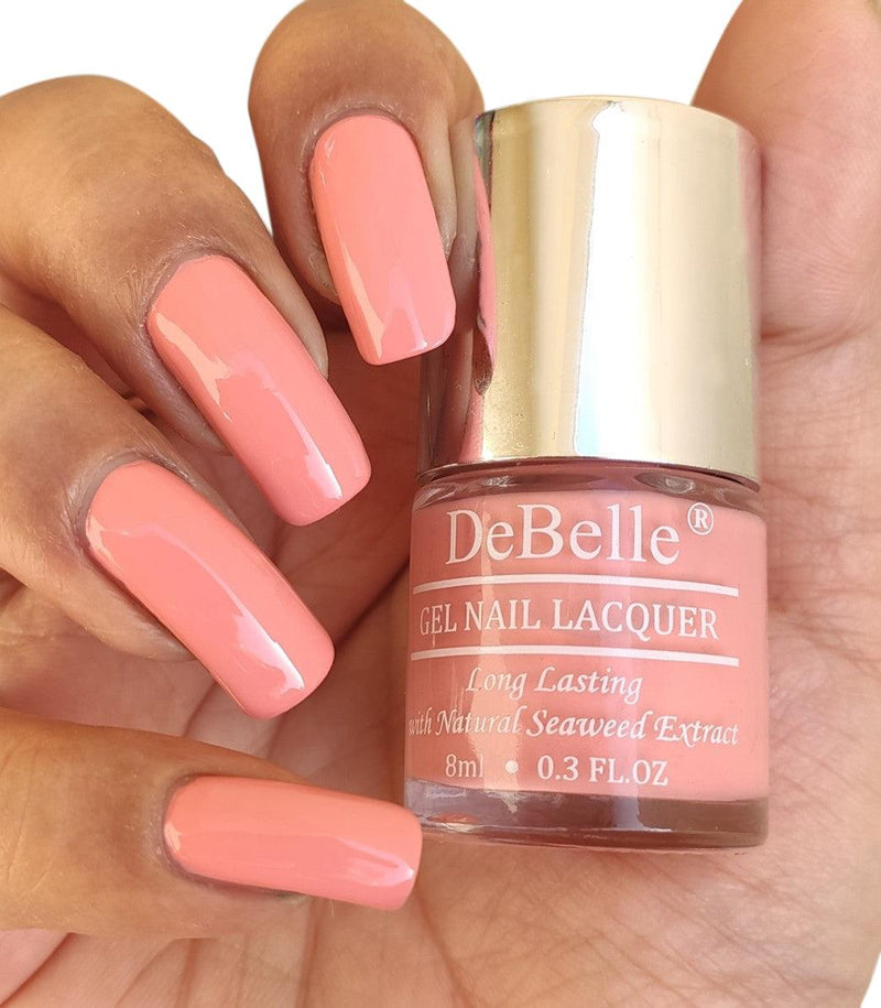 DeBelle Gel Nail Lacquers Combo of 3 Chrome Beige (Metallic Beige) , Roselin Fiesta (Metallic Rose Pink) and Apricot Dew (Pastel Pale Pink) - DeBelle Cosmetix Online Store