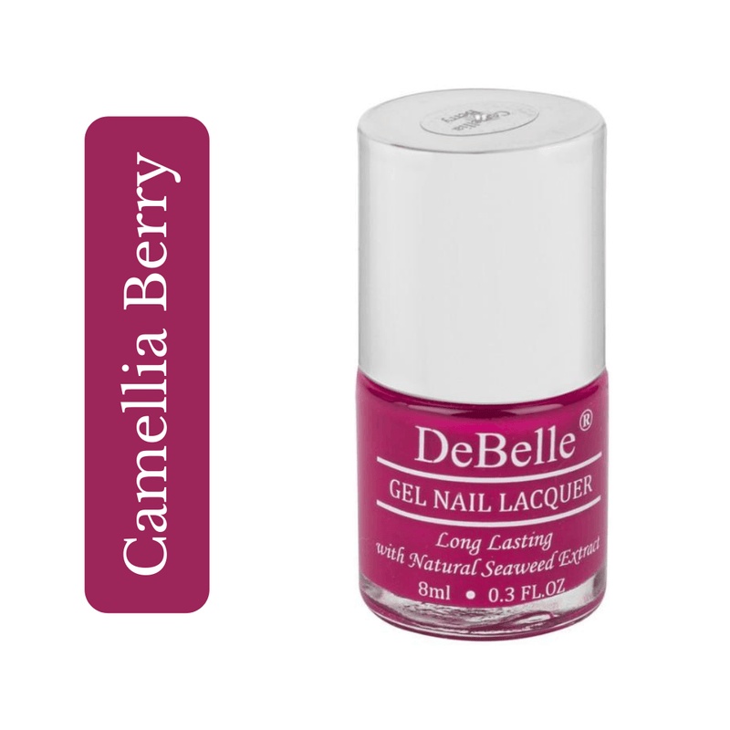 Give your nails the special makeover with this rani pink shade DeBelle gel nail polish Camellia Berry. Available at affordable rates online iat DeBelle Cosmetix online store.