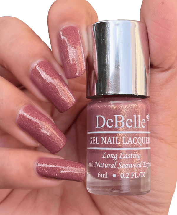 The classy mauve with a shimmer _DeBelle gel nail color Classy Chloe. Available at DeBelle Cosmetix online store.