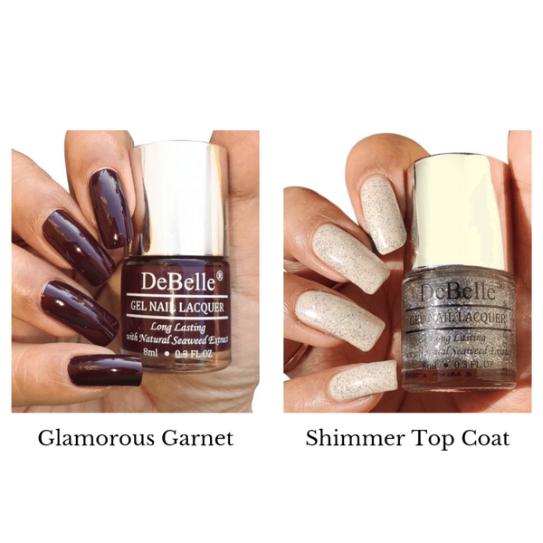 DeBelle Gel Nail Lacquers Glamorous Garnet & Shimmer Top Coat - DeBelle Cosmetix Online Store