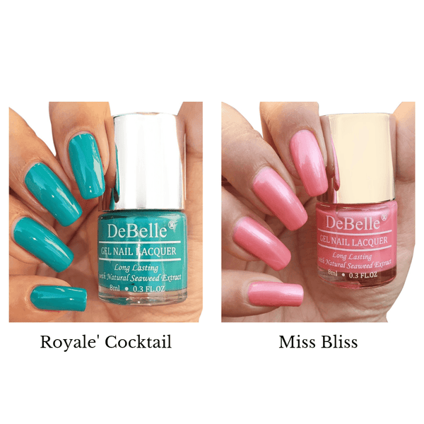 .The charming pink and the turquoise blue in a combo pack. Buy this gift st of 2 nail polishes at DeBelle Cosmetix online store.