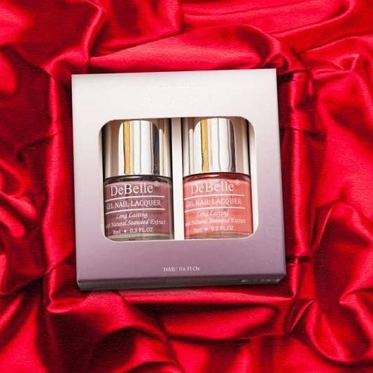 The best gift for any occasion this awesome  combo DeBelle  gel nail color Miss Bliss and Majestique Mauve. This combo of shades enriched with hydrating seaweed extract is available at DeBelle Cosmetix online store.