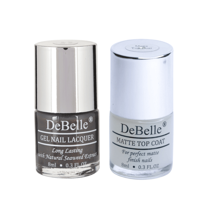 DeBelle gel nail color combo of 2 nail colors Copper Glaze and Matt Top Coat is available at DeBelle Cosmetix online store. 