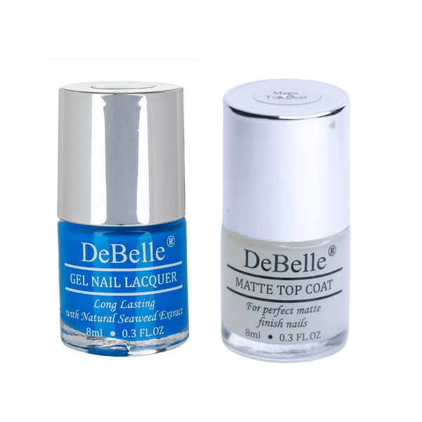 DeBelle Gel Nail Lacquer La Azure & Matte Top Coat Combo - DeBelle Cosmetix Online Store