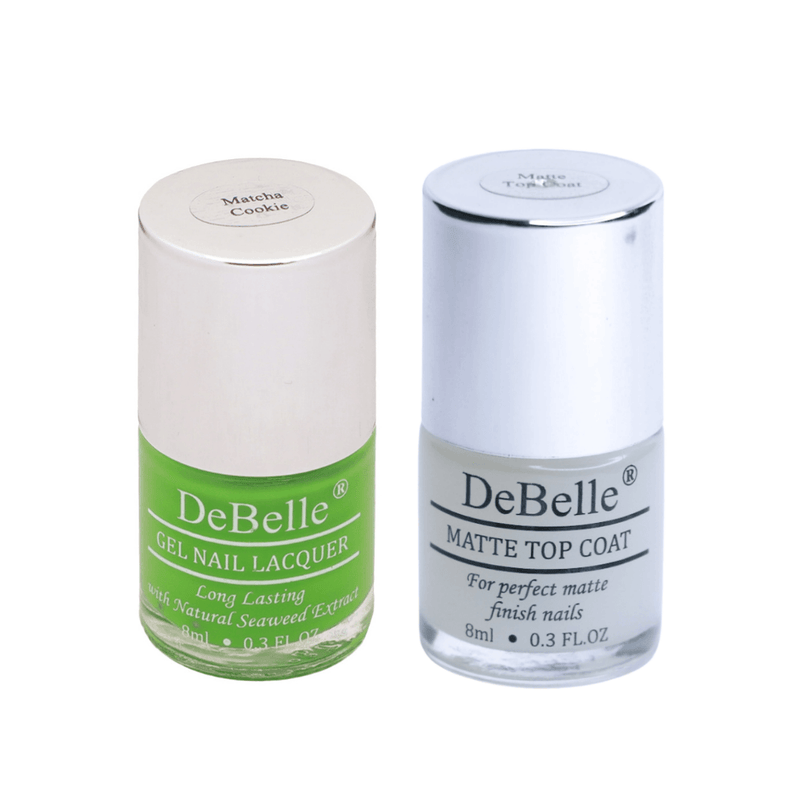 Get this awesome combo of Debelle gel nail color Matcha Cookie and Matte Top Coat at DeBeele Cosmetix online store with COD facility.