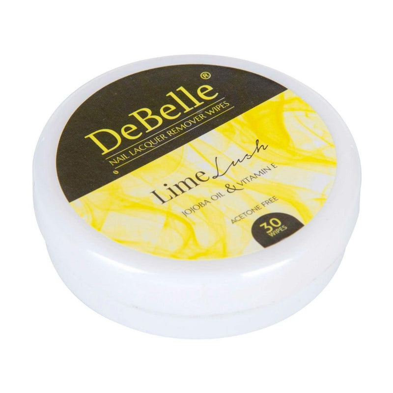 Sweet smelling Lime Lush remover wipes to clean your nails. Shop online at DeBelle Cosmetix online store with COD facility.