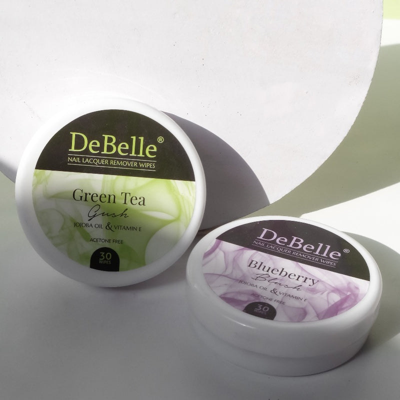 DeBelle Nail Lacquer Remover Wipes - Blueberry Blush & Green Tea Gush Combo