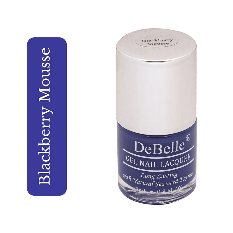 The classy look for your nails with DeBelle gel nail color Blackberry  Mousse at their tips. This vegan cruelty free non toxic  nail shade is available at DeBelle Cosmetix online store.