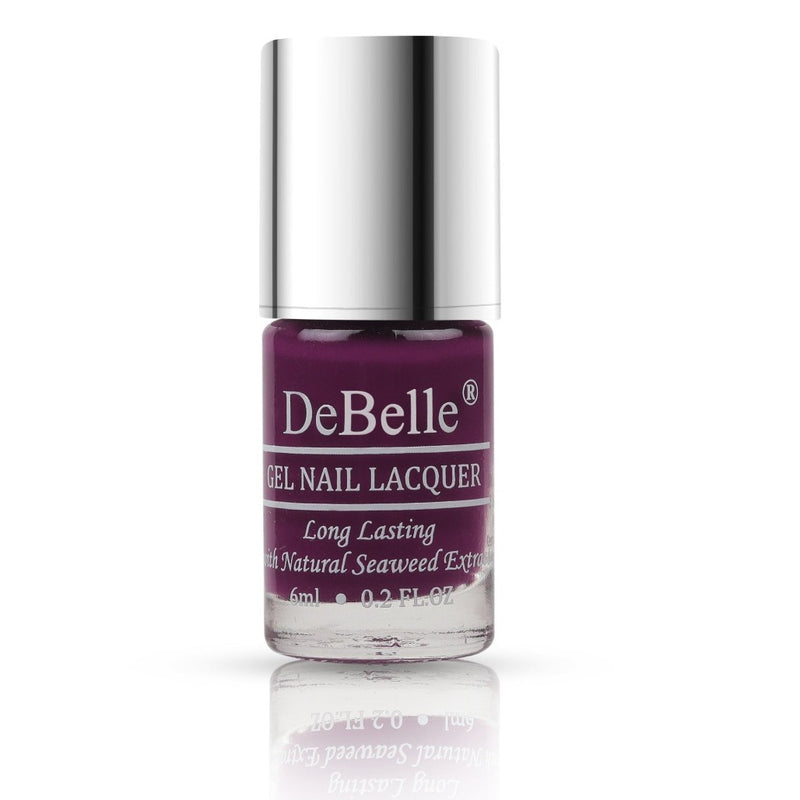 A shade apt for brides DeBelle gel nail color Carolyn Charisma  the deep magenta shade. .Shop online at Debelle Cosmetix online store.
