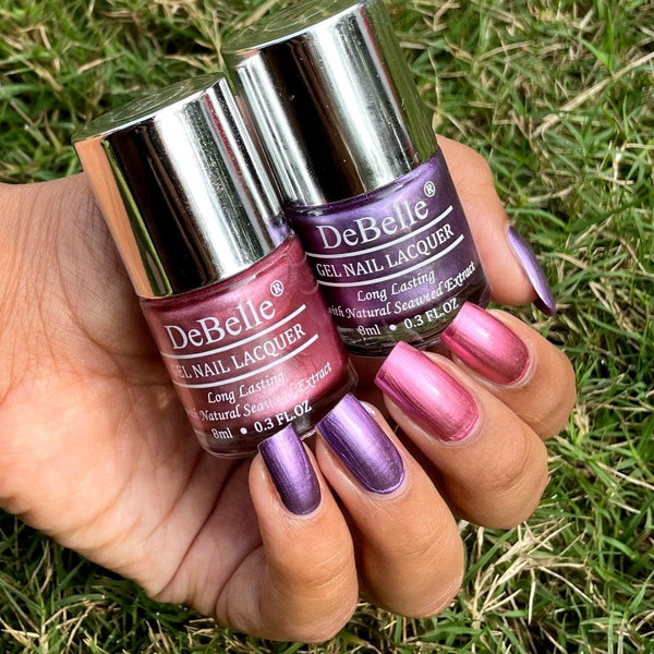 DeBelle Metallic Nail Polish Combo of 2( Chrome Glaze & Chrome Wine) - DeBelle Cosmetix Online Store