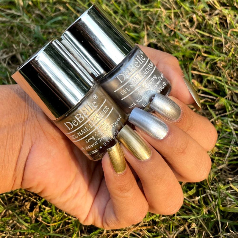 DeBelle Gel Nail Lacquers Chrome Gold & Chrome Silver - DeBelle Cosmetix Online Store