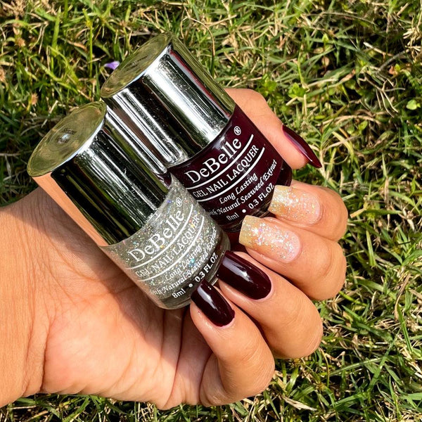 DeBelle Gel Nail Lacquers Glamorous Garnet & Shimmer Top Coat - DeBelle Cosmetix Online Store