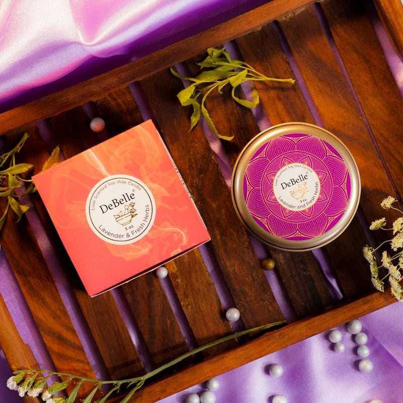 DeBelle Luxe Scented Soy Wax Candle Lavender & Fresh Herbs - DeBelle Cosmetix Online Store