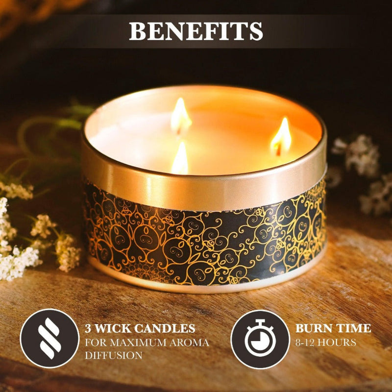 3 wick candles, long lasting burn.