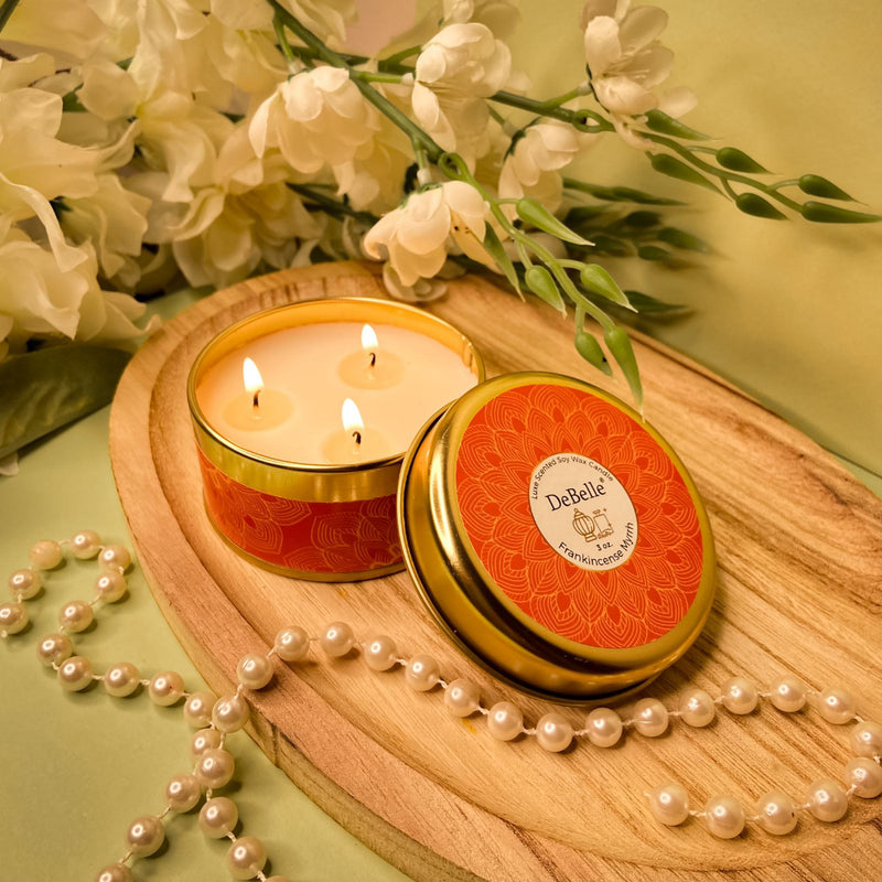 DeBelle Luxe Scented Soy Wax Candle Frankincense Myrrh Scented