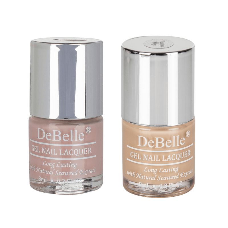 DeBelle Gel Nail Lacquers Combo of 2 (Peony Blossom, Victorian Beige ) - DeBelle Cosmetix Online Store