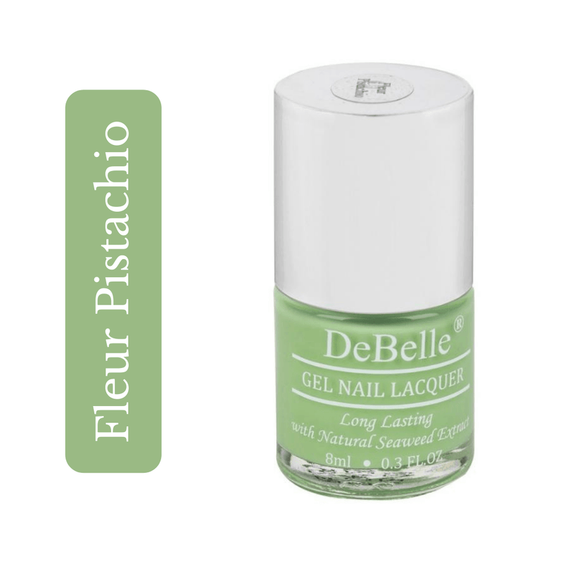 The mint green-DeBelle gel nail color Fleur Pistachio. Available at DeBelle Cosmetix online store.