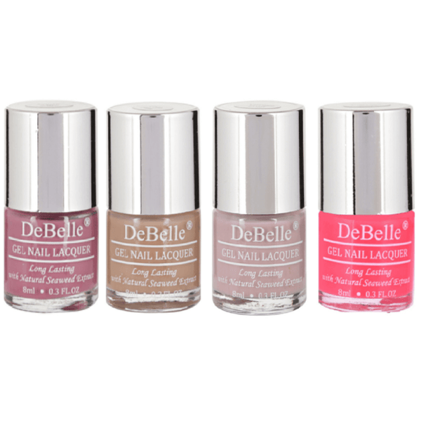 Four different collection of Nail Polish which are Laura Aura ,Coco Bean ,Vintage Frost & Fuschia Rose from DeBelle