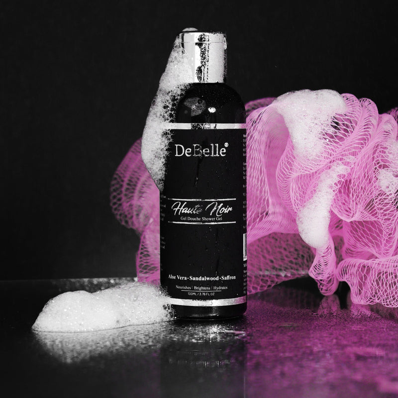 DeBelle Gel Douche Shower Gel |Haute Noir | Rose Water, Saffron, Sandalwood Oil | 100 ml