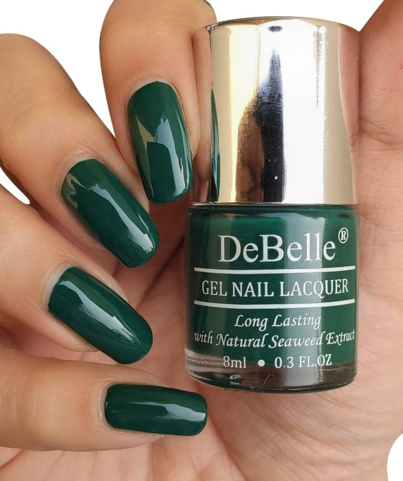 Make your friends green with envy with Debelle gel nail color  Hyacinth folio on your nail tips.Available at DeBelle Cosmetix online store.