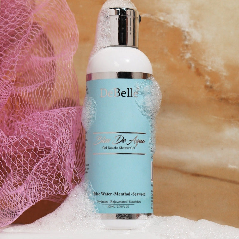 DeBelle Gel Douche Shower Gel | Bliss De Aqua | Rice Water, Seaweed & Menthol | 100 ml - DeBelle Cosmetix Online Store