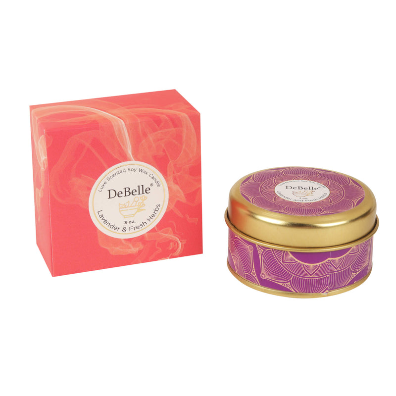 DeBelle Luxe Scented Soy Wax Candle Lavender & Fresh Herbs