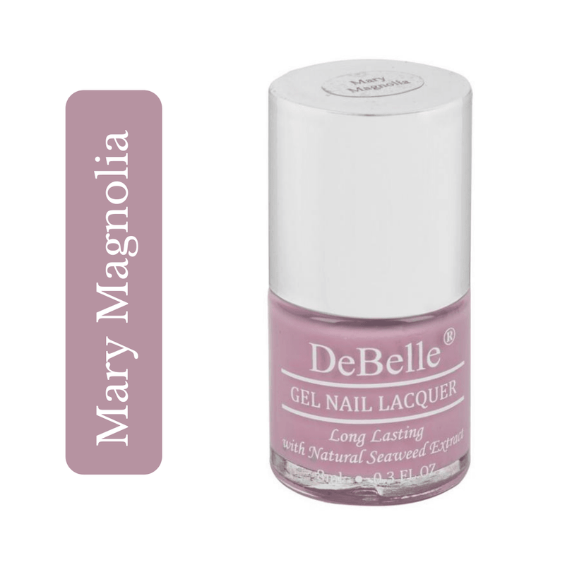 DeBelle Pastel Lavender Nail Polish Bottle has white background with the title