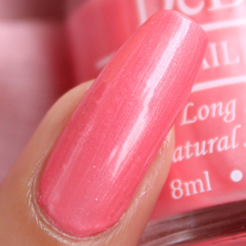 Pink a shade for all ages-DeBelle gel nail color Miss Bliss.