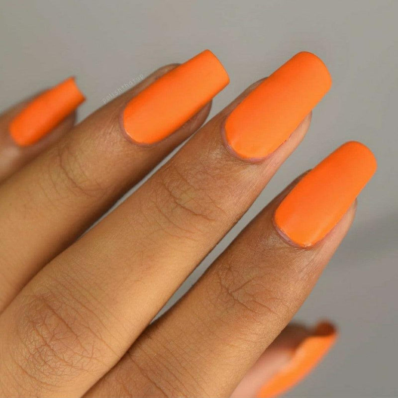 24 Matte Neon Orange Press on Nails Medium Coffin 80s rave Electric Glow  Rave | eBay