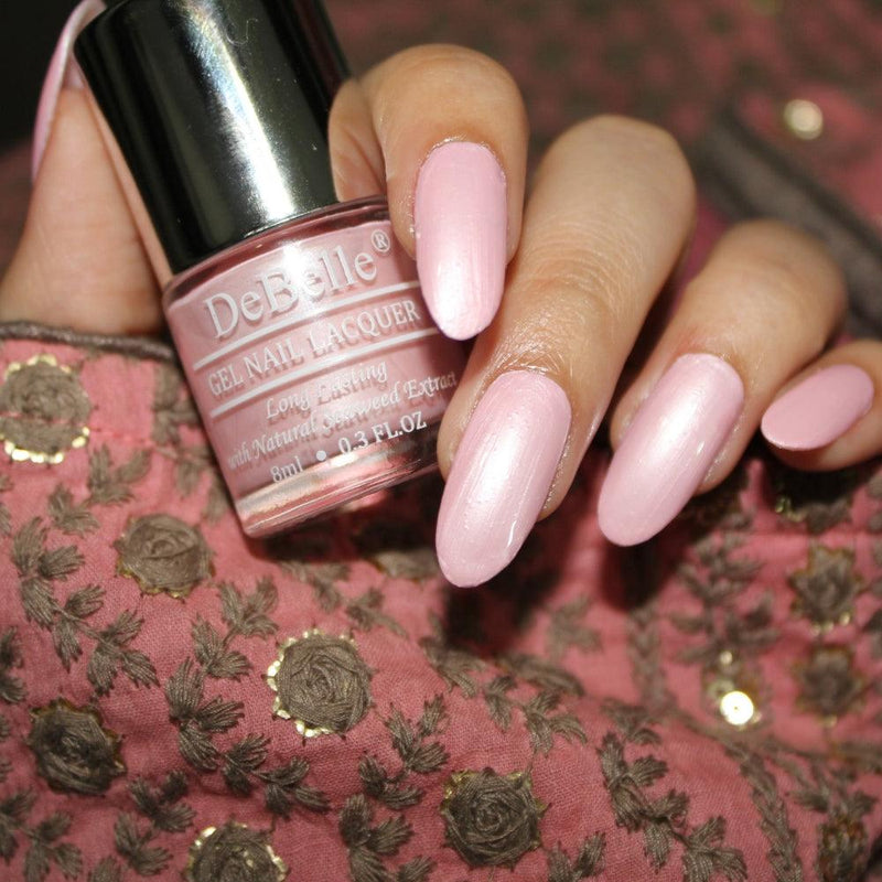  Match your pearls with this shade of  baby pink on your nails . Available at Debelle Cosmetix Online Store this Debelle gel nail color Marshmallow Crush.