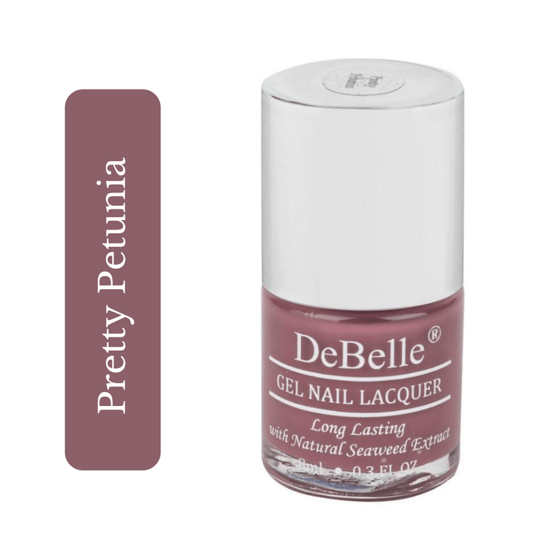 DeBelle Vintage Mauve - Close-up view of the nail polish bottle has white background 