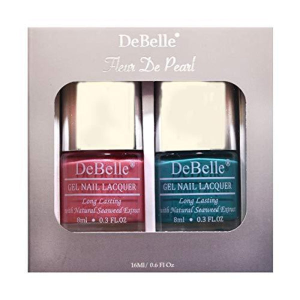 DeBelle Fleur De Pearl Gift set of 2 nail polishes Royale Cocktail and Miss Bliss- a gift your dear one will surely love. Shop onl;ine at DeBelle Cosmetix online store with COD facility.