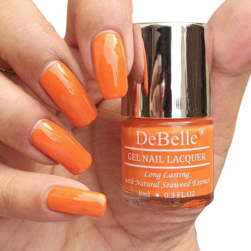 DeBelle Gel Nail Lacquer Tangerine Sheen - (Carrot Orange Nail Polish), 8ml - DeBelle Cosmetix Online Store