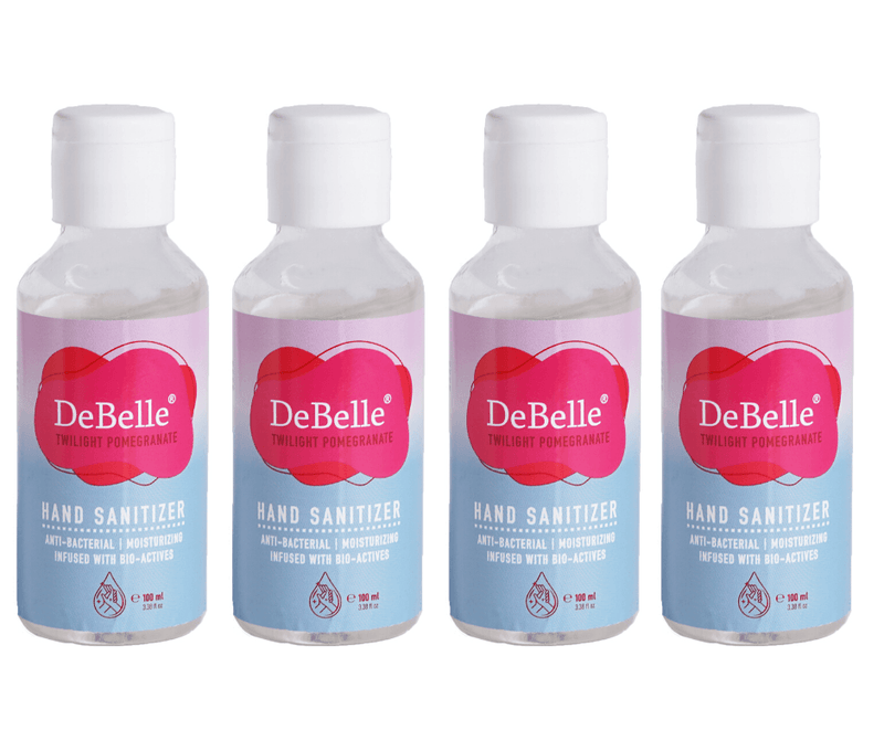 DeBelle Hand Sanitizer combo pack of 4  - Twilight Pomegranate (100 ml each) - DeBelle Cosmetix Online Store