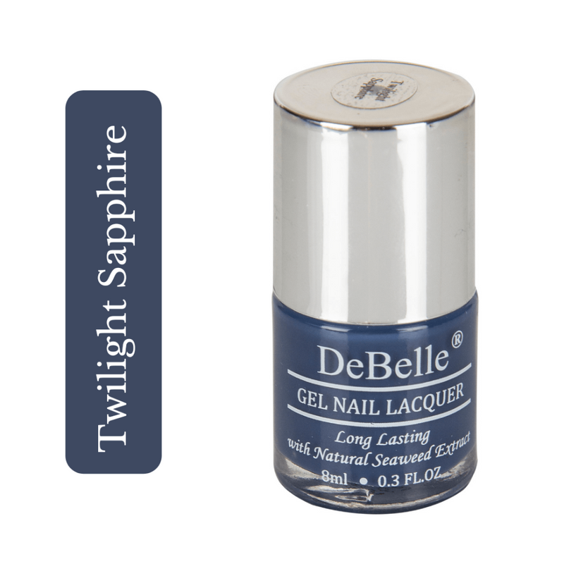 DeBelle Gel Nail Lacquer Twilight Sapphire - (Pastel Dark Navy Blue Nail Polish), 8ml - DeBelle Cosmetix Online Store