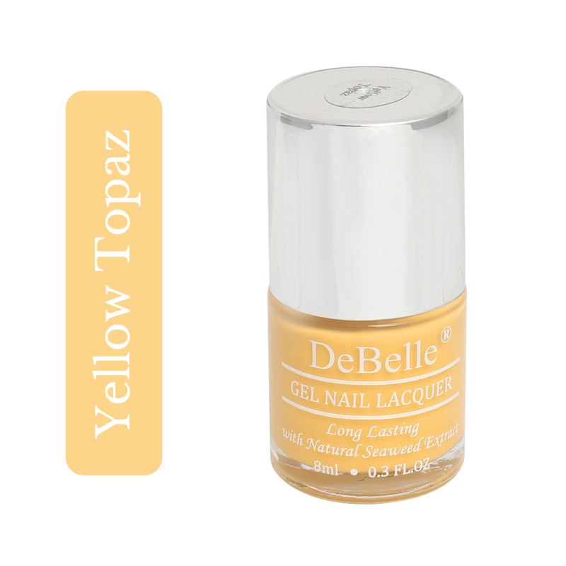DeBelle Lacquer Yellow Topaz Polish Bottle has white background
