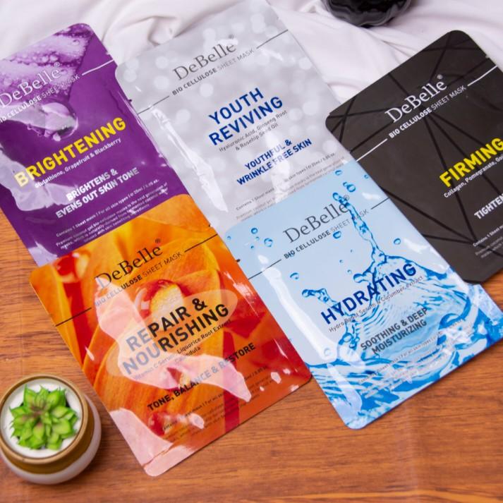 DeBelle Bio Cellulose All Sheet Masks Combo of 5 - DeBelle Cosmetix Online Store