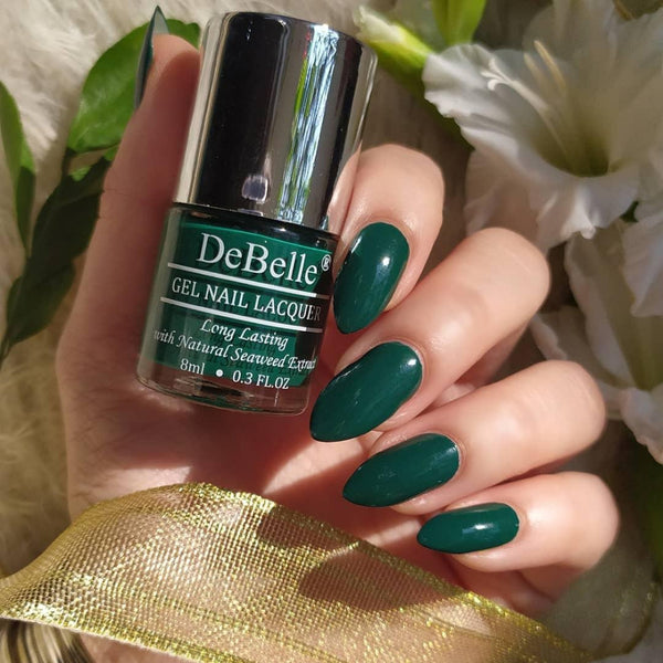 DeBelle Gel Nail Polish Hyacinth Folio Bottle Green Nail