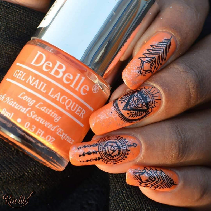 DeBelle Gel Nail Lacquer Tangerine Sheen - (Carrot Orange Nail Polish), 8ml - DeBelle Cosmetix Online Store