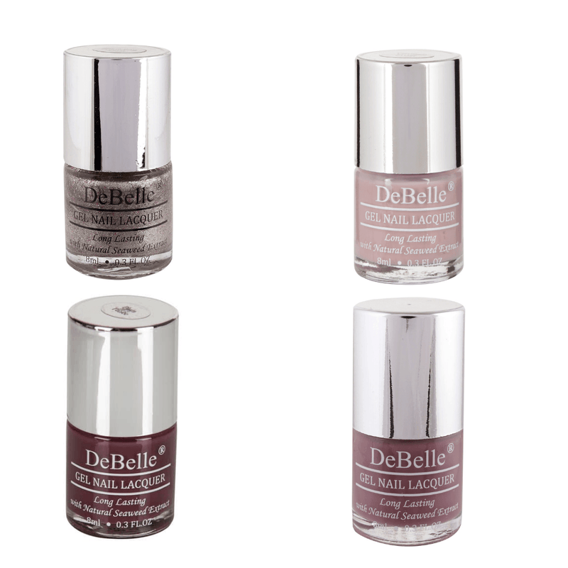 four individual nail polish bottles from DeBelle 