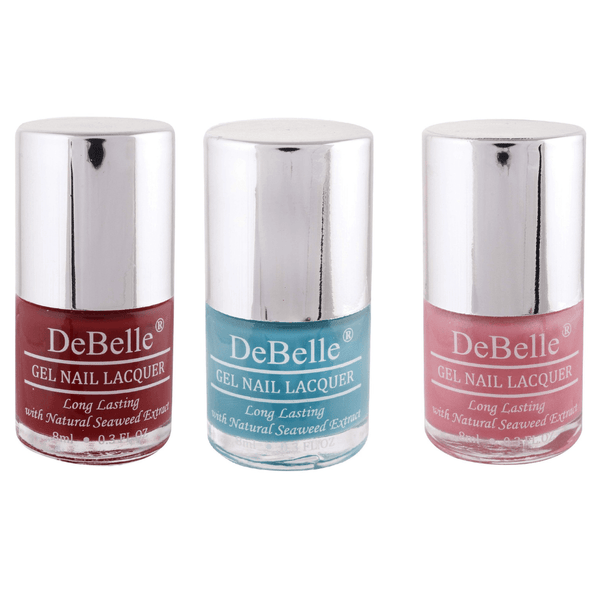 The perfect gift-DeBelle gel nail lacquercombo set of  3 shades you will love. Available at DeBelle Cosmetix online store at affordable price.